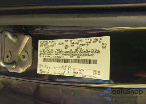 2013 Ford Escape Se from USA, damaged, VIN 1FMCU9GX6DUB38211